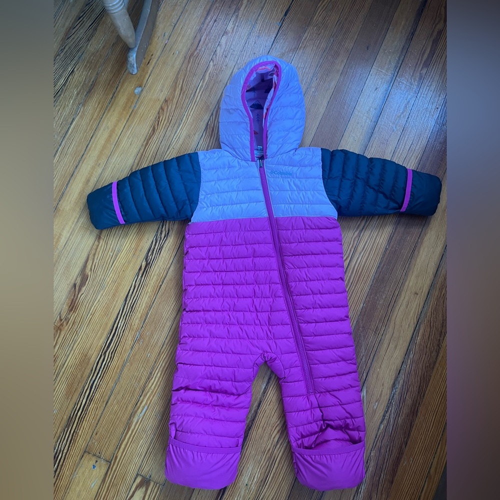 Columbia pink mountain bunting suit size 18-24 months